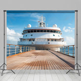 Aperturee - Aperturee Blue Sky Coast Plank Road Ship Natural Scene Backdrop
